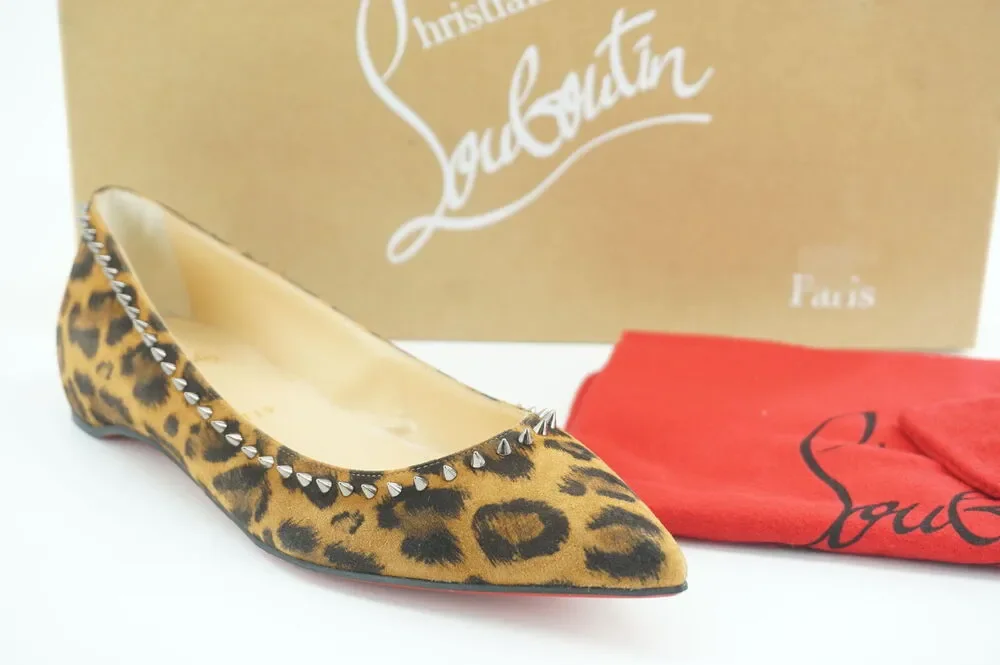 Christian Louboutin Leopard Print Anjalina Pointed Toe Flats